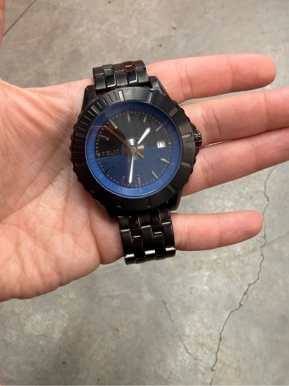 Relic Men's Black and Blue Stainless Steel Watch